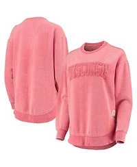 Women's Pressbox Red Distressed Wisconsin Badgers Ponchoville Pullover Sweatshirt