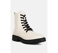 Forter Faux Leather Lace Up Boots Women