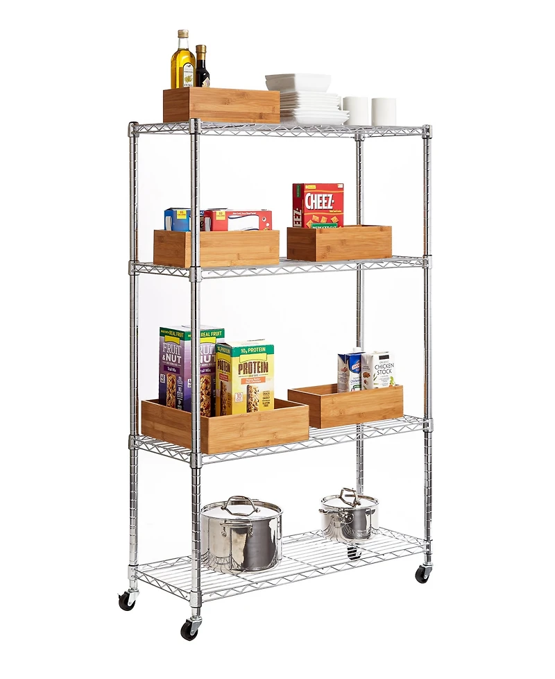 Seville Classics Bamboo 5-Piece Storage Bin Organizer Box Set