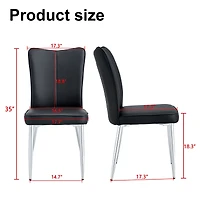 Modern minimalist dining chairs, black Pu leather curved backrest and seat cushions, electroplated metal chair legs, suitable for restaurants, bedroom