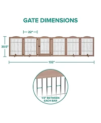 Arf Pets Freestanding Dog Gates, 6-Panel Extension - Walnut