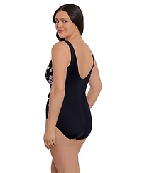 Women's Longitude Side Tie Draped Surplice One-Piece Swimsuit