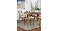 2 Counter Height Chairs in Natural Tone & Beige Wood