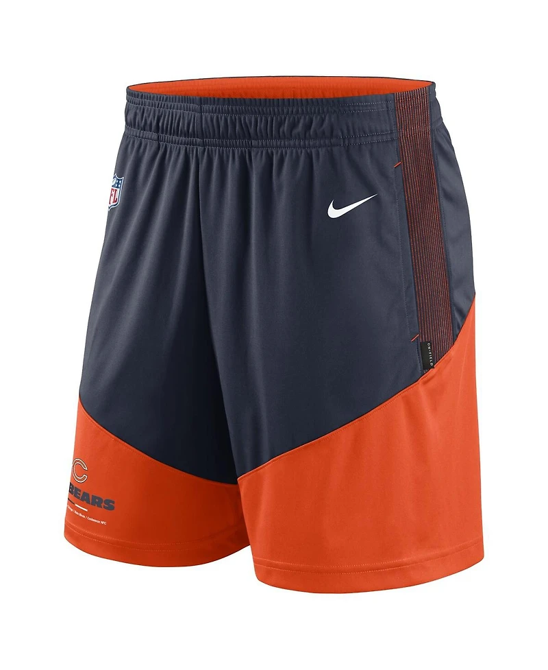 Men's Nike Navy, Orange Chicago Bears Sideline Primary Lockup Performance Shorts