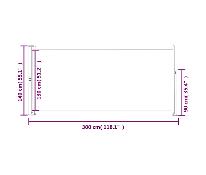 Retractable Side Awning 55.1"x118.1" Cream