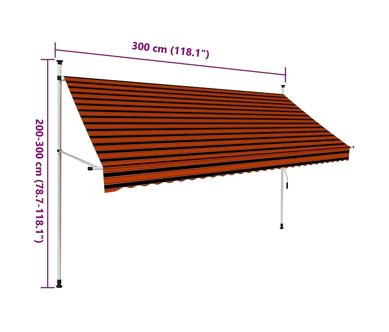 Manual Retractable Awning 118.1" Orange and Brown