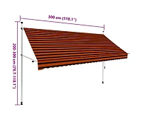 Manual Retractable Awning 118.1" Orange and Brown