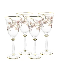 Vivience Floral Design Wine Glasses 6.25 oz, Set of 4