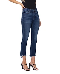 Flying Monkey Women's High Rise Cropped Step Hem Slim Straight Jeans