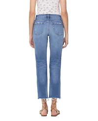 Flying Monkey Women's Mid Rise Cropped Step Hem Straight Jeans