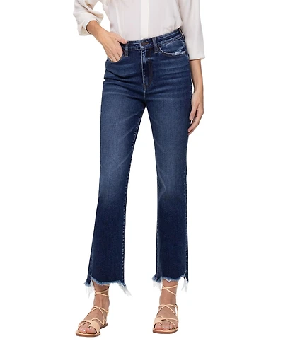 Vervet Women's Super High Rise Step Hem Ankle Flare Jeans