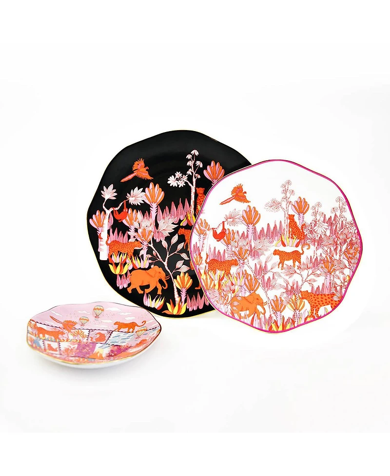 Jessie Zhao New York Travel Around World Bone China Plates, Set Of Three