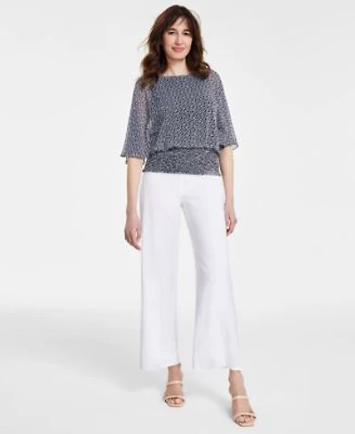 Sam Jess Womens Smocked Waist Top Wide Leg Linen Pants