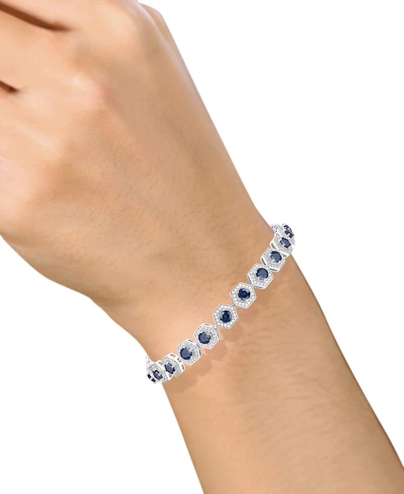 Gemstone & Diamond Halo Hexagon Flex Bracelet