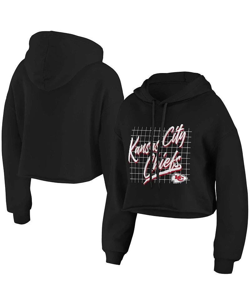 Women's Wear by Erin Andrews Black Kansas City Chiefs Domestic Cropped Pullover Hoodie