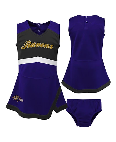 Girls Toddler Purple Baltimore Ravens Cheer Captain Dress with Bloomers
