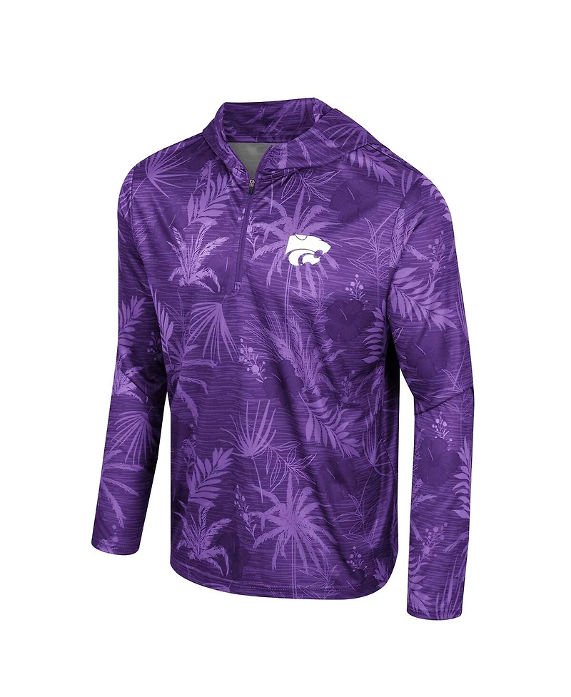 Colosseum Men's Purple Clemson Tigers Palms Printed Lightweight Quarter-Zip Hooded Top