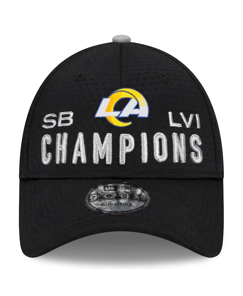 Youth Boys and Girls New Era Black Los Angeles Rams Super Bowl Lvi Champions Locker Room Trophy Collection 9FORTY Snapback Adjustable Hat