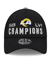 Youth Boys and Girls New Era Black Los Angeles Rams Super Bowl Lvi Champions Locker Room Trophy Collection 9FORTY Snapback Adjustable Hat