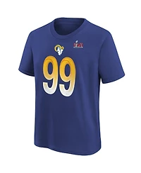 Big Boys Nike Aaron Donald Royal Los Angeles Rams Super Bowl Lvi Name and Number T-shirt