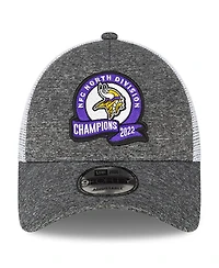 Men's New Era Heather Gray Minnesota Vikings 2022 Nfc North Division Champions Locker Room 9FORTY Adjustable Hat