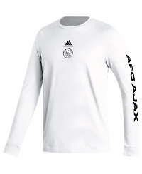 Men's adidas White Ajax Team Crest Long Sleeve T-shirt