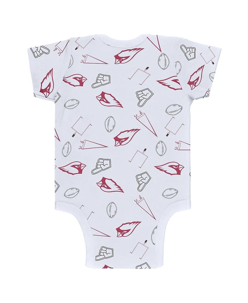 Baby Boys and Girls Wear by Erin Andrews Gray, Cardinal, White Arizona Cardinals Three-Piece Turn Me Around Bodysuits and Pant Set