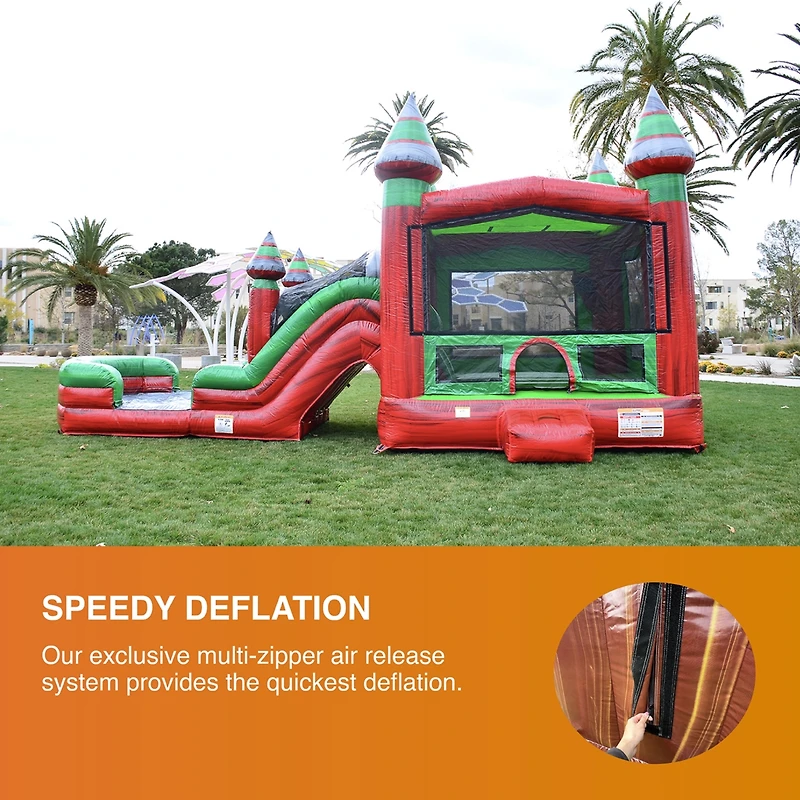 JumpOrange Midnight Commercial Grade Bounce House Water Slide Combo with Pool for Kids and Adults (with Blower), Basketball Hoop, Wet Dry Use, Outdoor