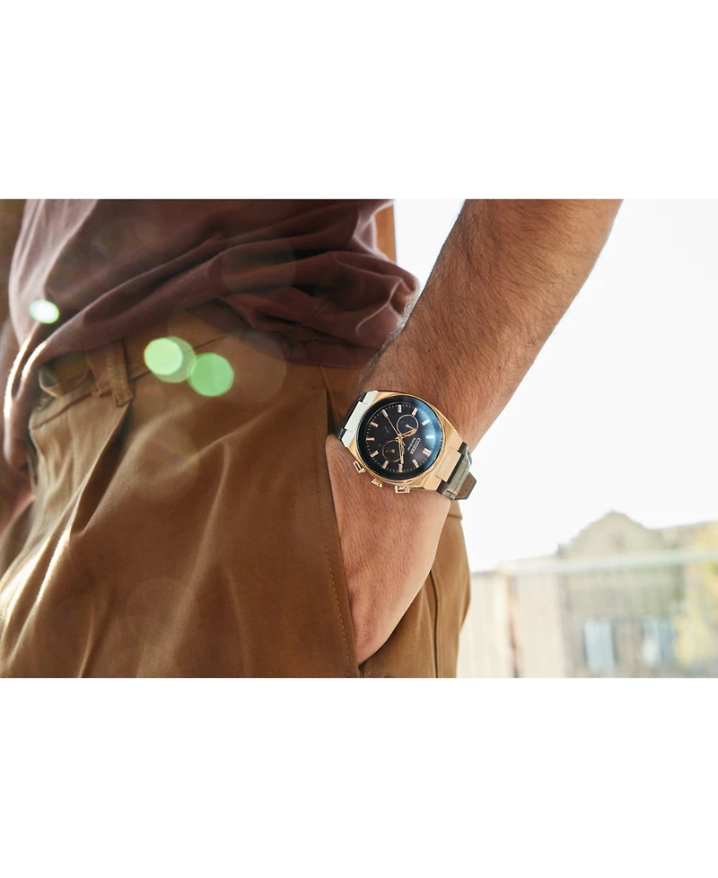 Citizen Eco-Drive Men's Chronograph Modern Brown Leather Strap Watch 43mm