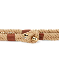 Lauren Ralph Women's Leather-Trim Rope Toggle Skinny Belt