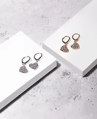 Dkny Crystal Heart Drop Lever Back Earrings