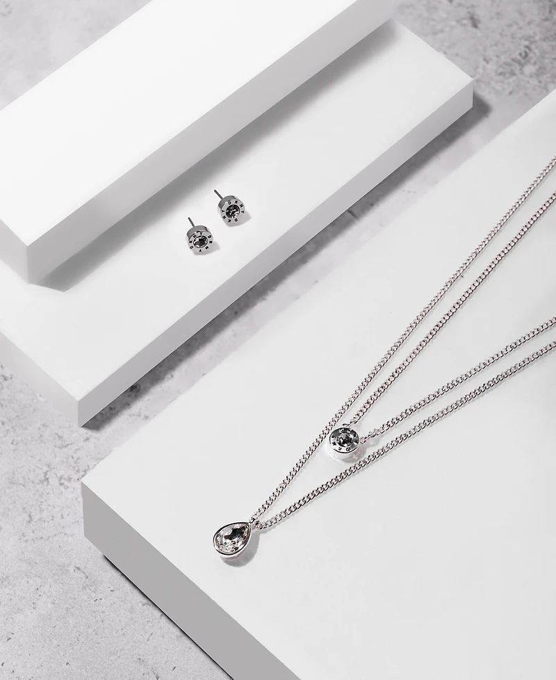 Dkny Logo Crystal Ring Stud Earrings