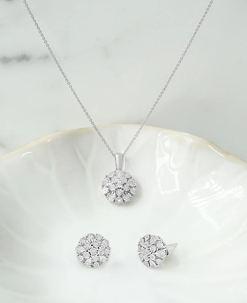Diamond Flower Burst Stud Earrings (1/10 ct. t.w.) in Sterling Silver, Created for Macy's