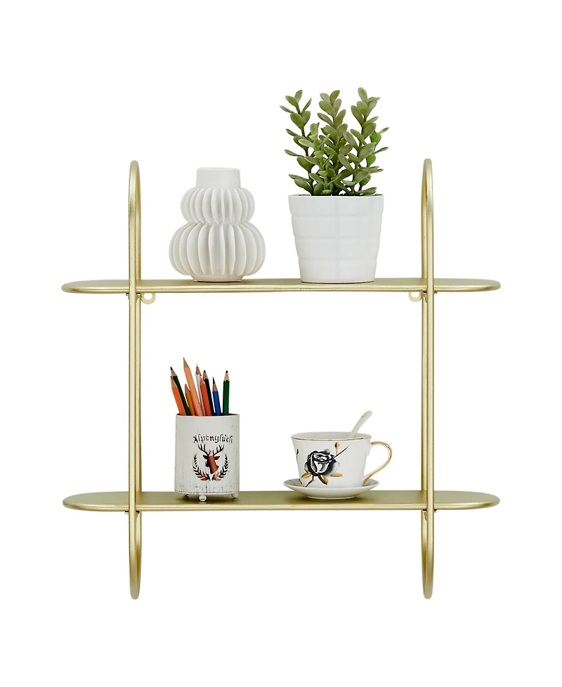 Danya B Two-Tier Warm Metal Hanging Bracket Wall Mounted Shelf