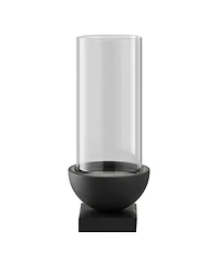 Danya B Modern Black Metal Bold Pedestal and Glass Pillar Votive Candle Holder, Small