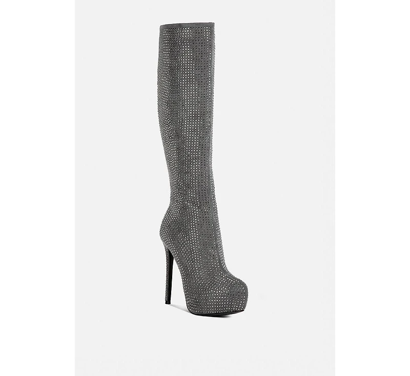 nebula rhinestone embellished stiletto calf boots