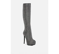 nebula rhinestone embellished stiletto calf boots
