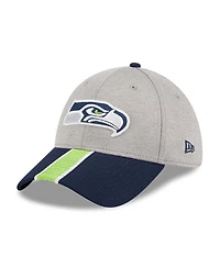 Men's New Era Heather Gray, College Navy Seattle Seahawks Striped 39THIRTY Flex Hat