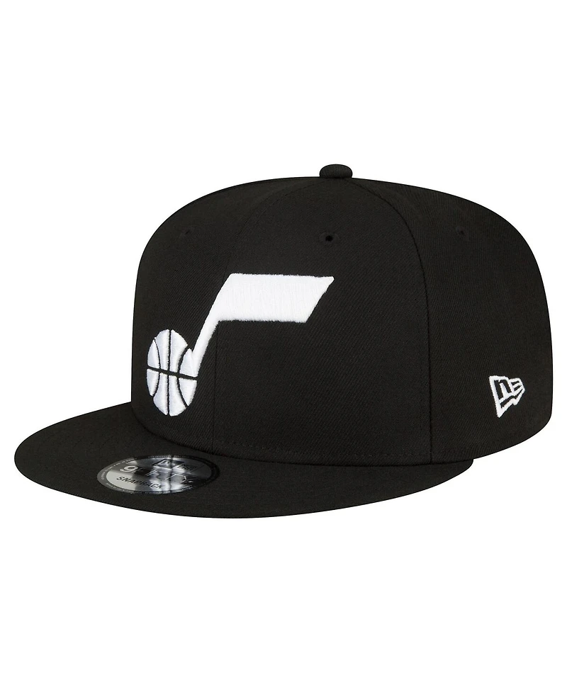 Men's New Era Utah Jazz Black and White 9FIFTY Snapback Hat