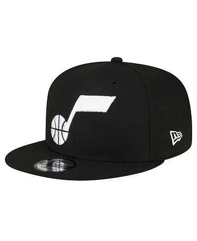 Men's New Era Utah Jazz Black and White 9FIFTY Snapback Hat
