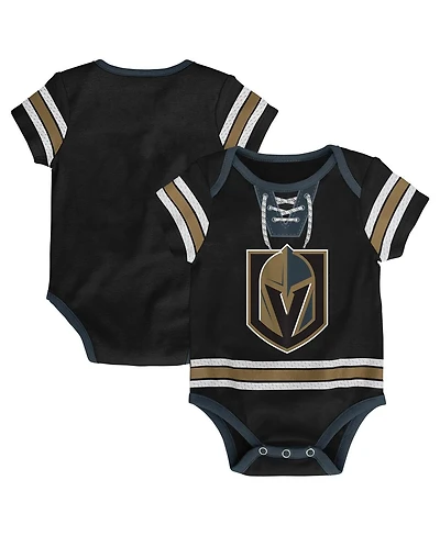 Baby Boys and Girls Black Vegas Golden Knights Hockey Jersey Bodysuit