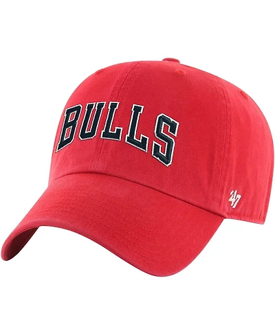 Men's '47 Brand Red Chicago Bulls Core Wordmark Clean Up Adjustable Hat