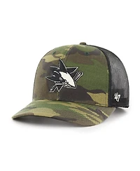 Men's '47 Brand Camo, Black San Jose Sharks Trucker Snapback Hat