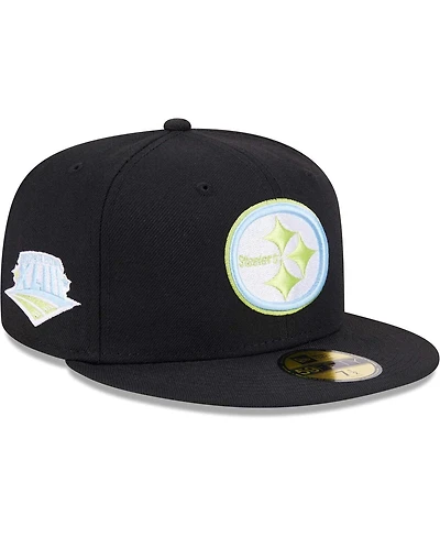 Men's New Era Black Pittsburgh Steelers Multi 59FIFTY Fitted Hat