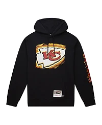 Men's Mitchell & Ness Black Kansas City Chiefs Gridiron Classics Big Face 7.0 Pullover Hoodie