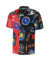 Men's and Women's Black, Red Def Leppard All-Over Print Woven Button-Up Shirt