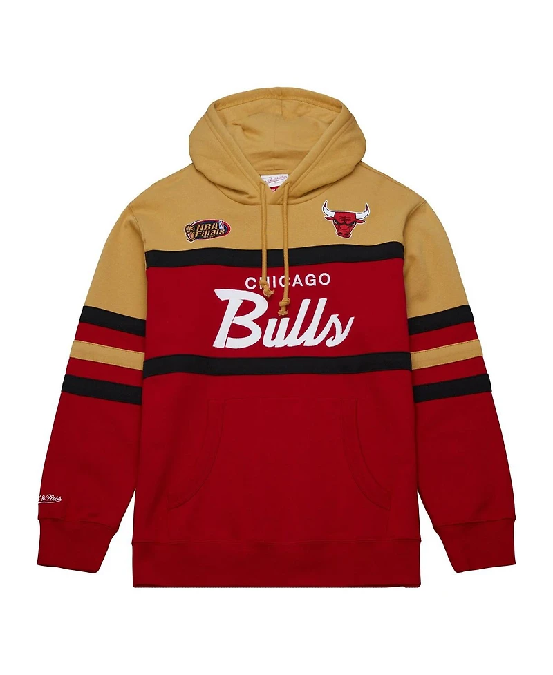 Men's Mitchell & Ness Red, Gold Chicago Bulls Head Coach Pullover Hoodie