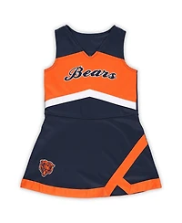 Little Girls Navy Chicago Bears Two-Piece Cheer Captain Jumper Dress with Bloomers Set