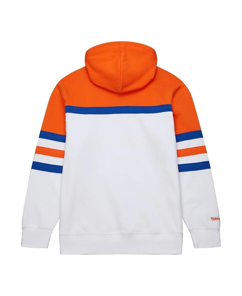 Men's Mitchell & Ness White, Orange New York Islanders Head Coach Pullover Hoodie