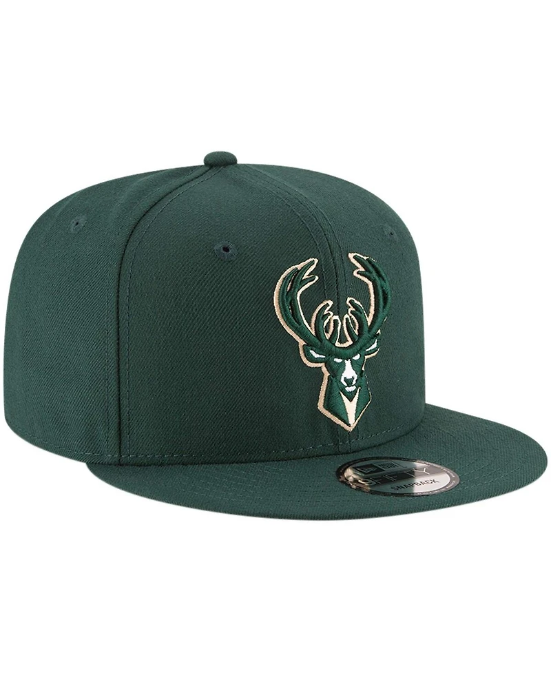 Men's New Era Hunter Green Milwaukee Bucks Official Team Color 9FIFTY Snapback Hat